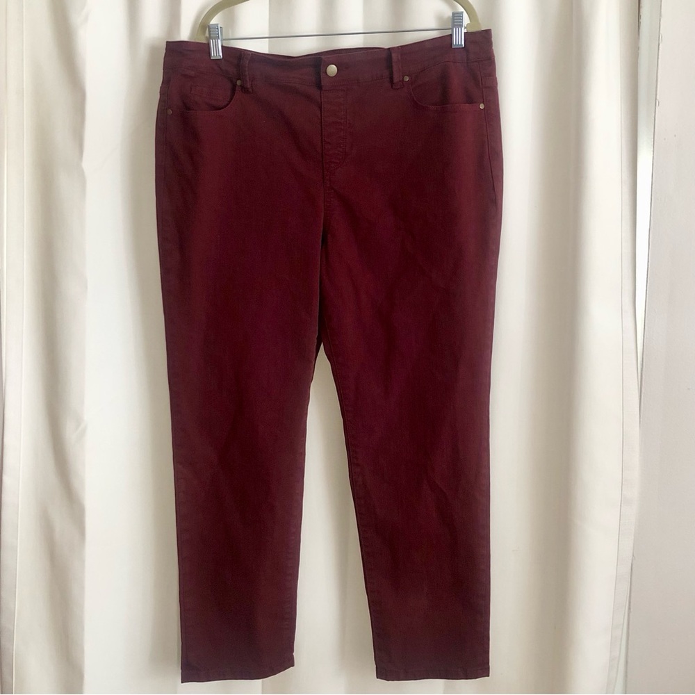 Soft Surroundings  Burgundy Pants  cotton jeans Maroon Burgundy XL P pull on